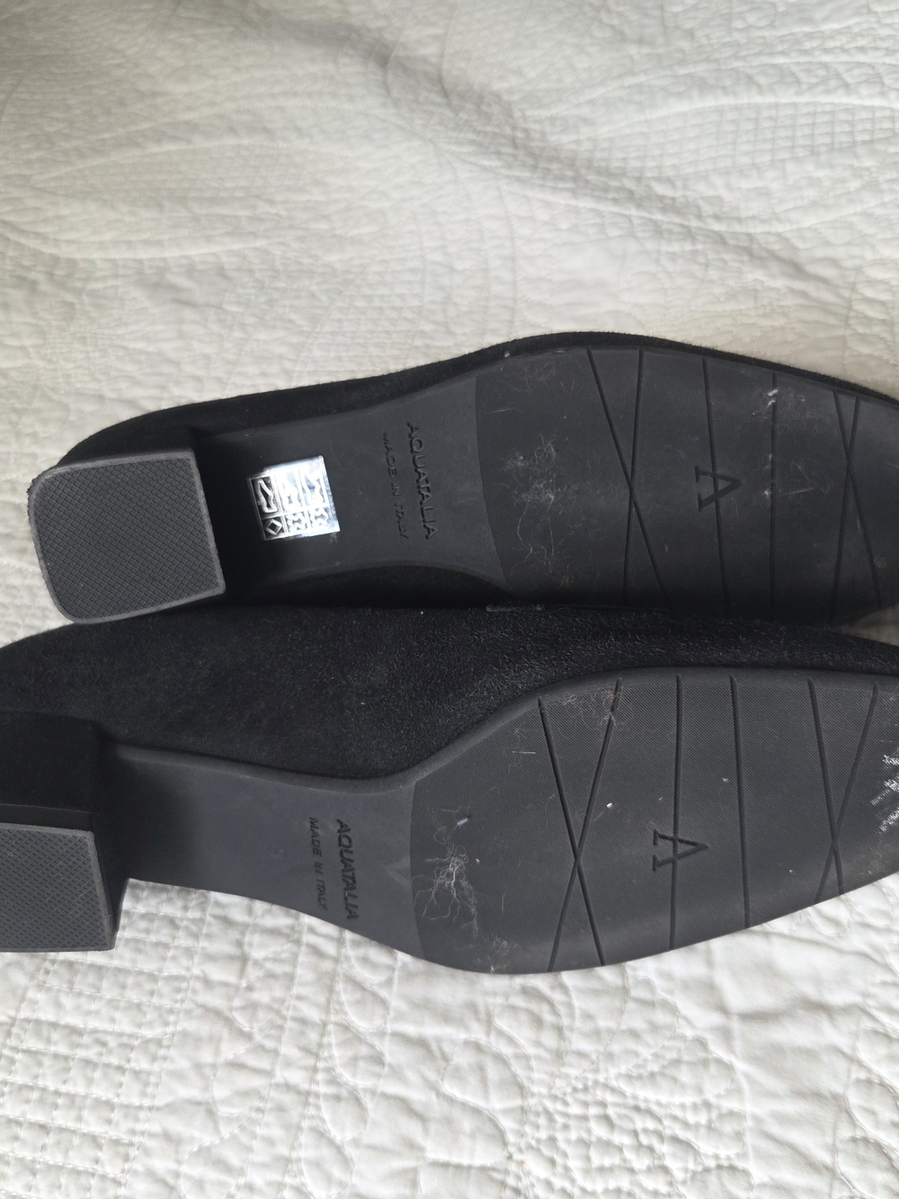 Aquatalia Suede Loafer Pump Low Block Heel - Picture 8 of 9